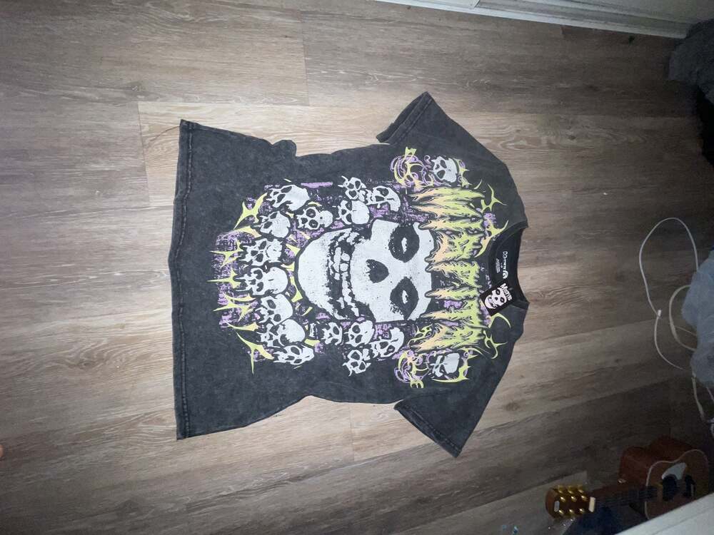 Misfits Skull Graphic Acid Wash T-Shirt